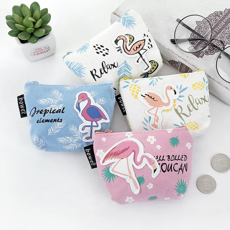 Мини Фламинго Кошельки для монет женщин сумки держатель Kawaii животное изменить