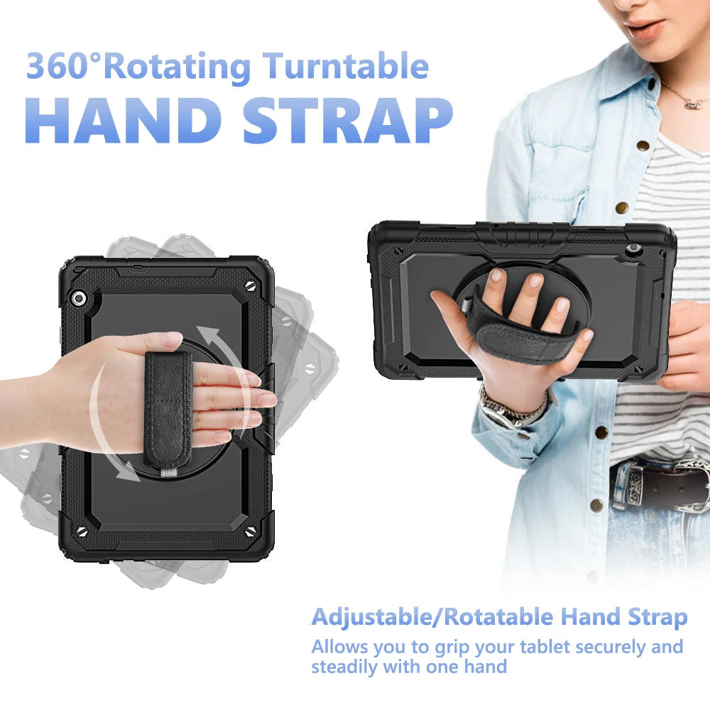 360 rotation hand strapkickstand tablet case for funda huawei mediapad t5 silicone protective cover free global shipping