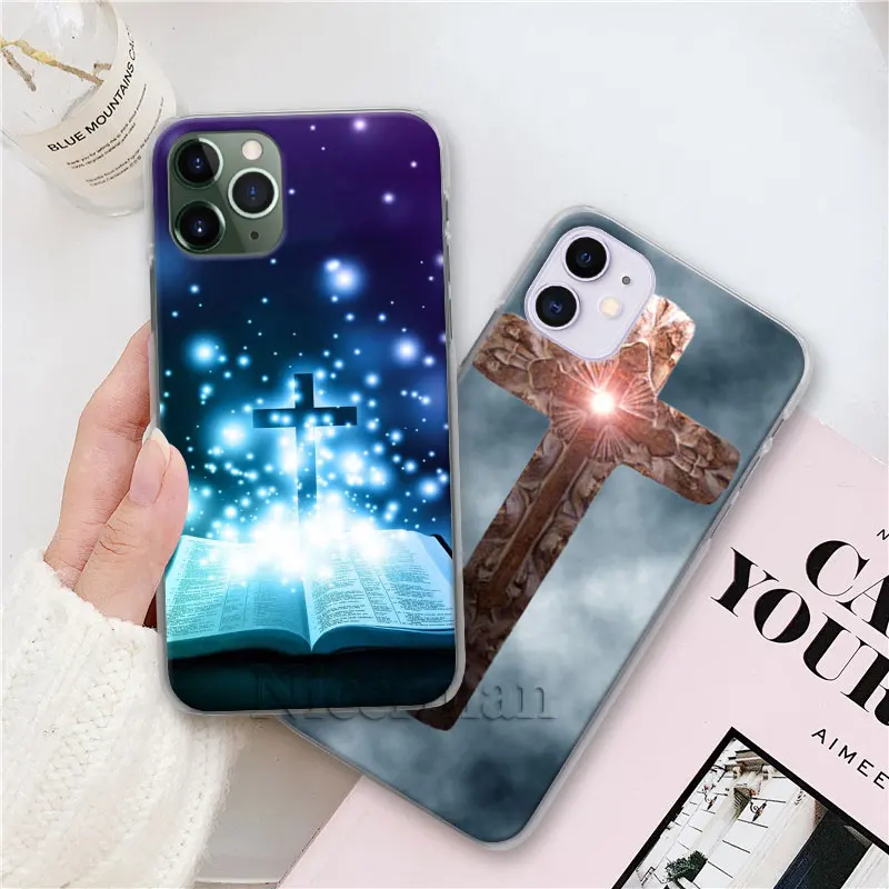 

Christian Religious Jesus Cross Phone Cases for Apple iPhone 11 Pro Max X XR XS MAX 6 6s 7 8 Plus SE 2020 Hard Shell Cover Coque
