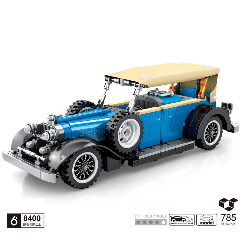 

Технический Классический старинный автомобиль, строительный блок American LINCOLN KB v12, Коллекция игрушечных автомобилей для мальчиков, подарки