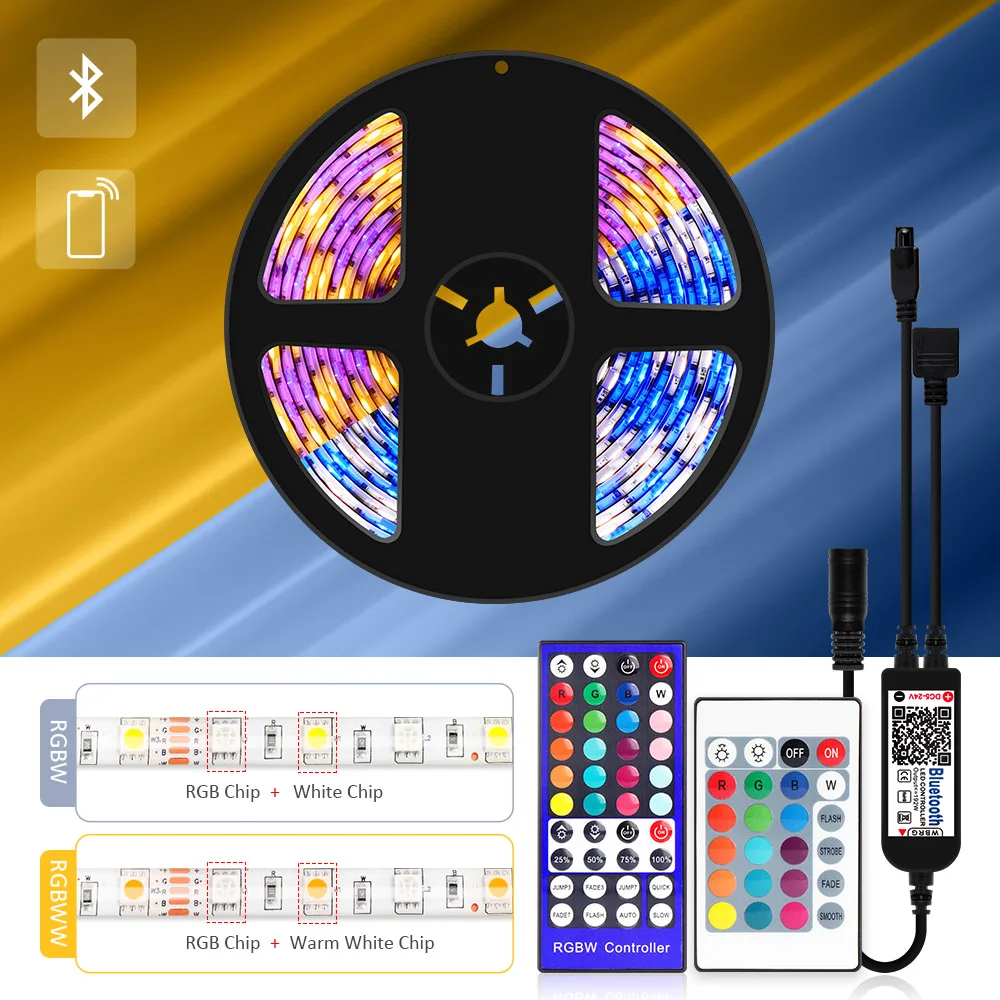 5 м 10 RGB RGBW RGBWW светодиодный светильник Bluetooth APP 24Key 40Key пульт дистанционного