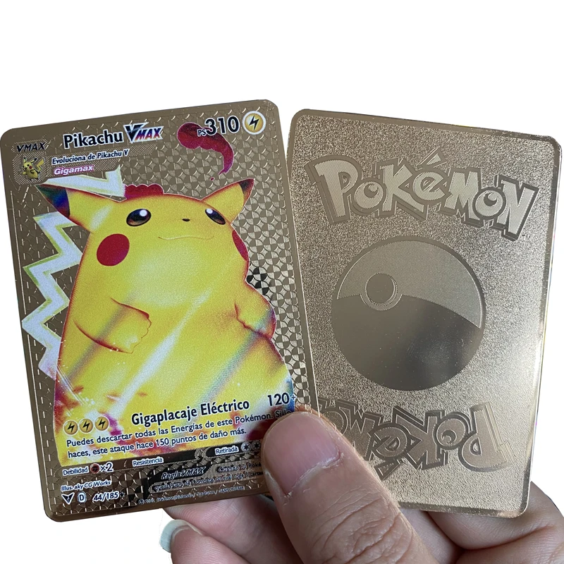 Новинка 2022 металлические карты Pokemon испанский Пикачу вмакс коллекционная