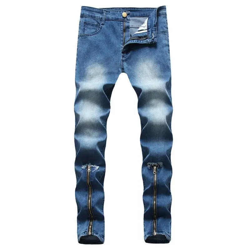 

Jeans Men Knee Ripped Hole Jeans Plus Size Men Clothing Streetwear Casual Denim Pants Long Trousers Pencil Pants