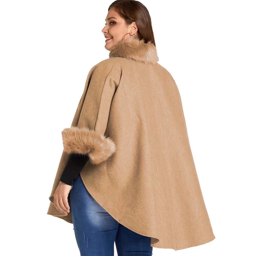 Женское длинное шерстяное пальто с воротником из искусственного меха элегантная