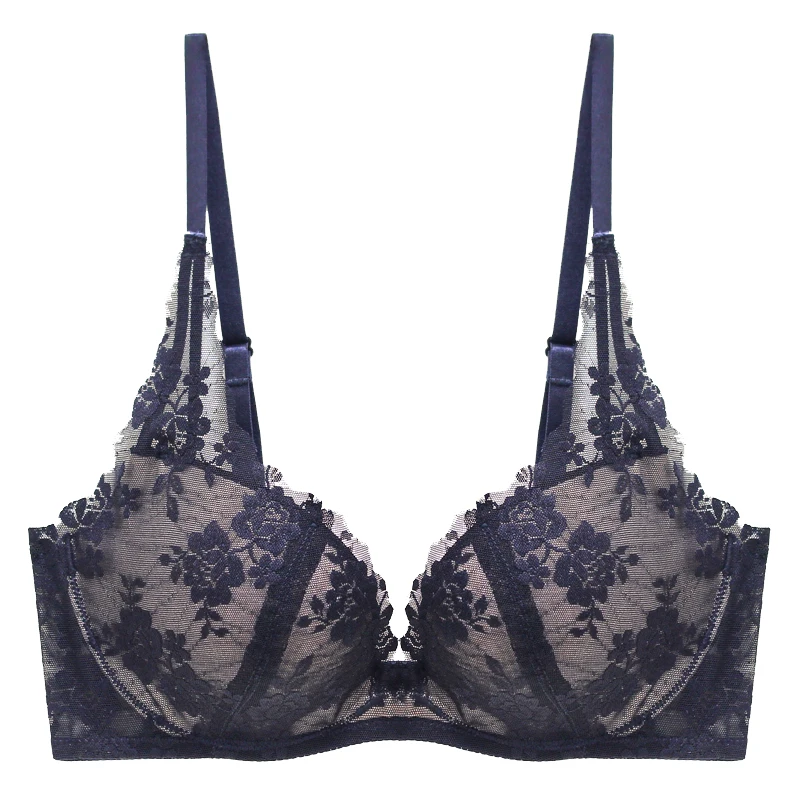 PAERLAN бесшовные кружевные цветочные груди без косточек пуш ап черный бюстгальтер