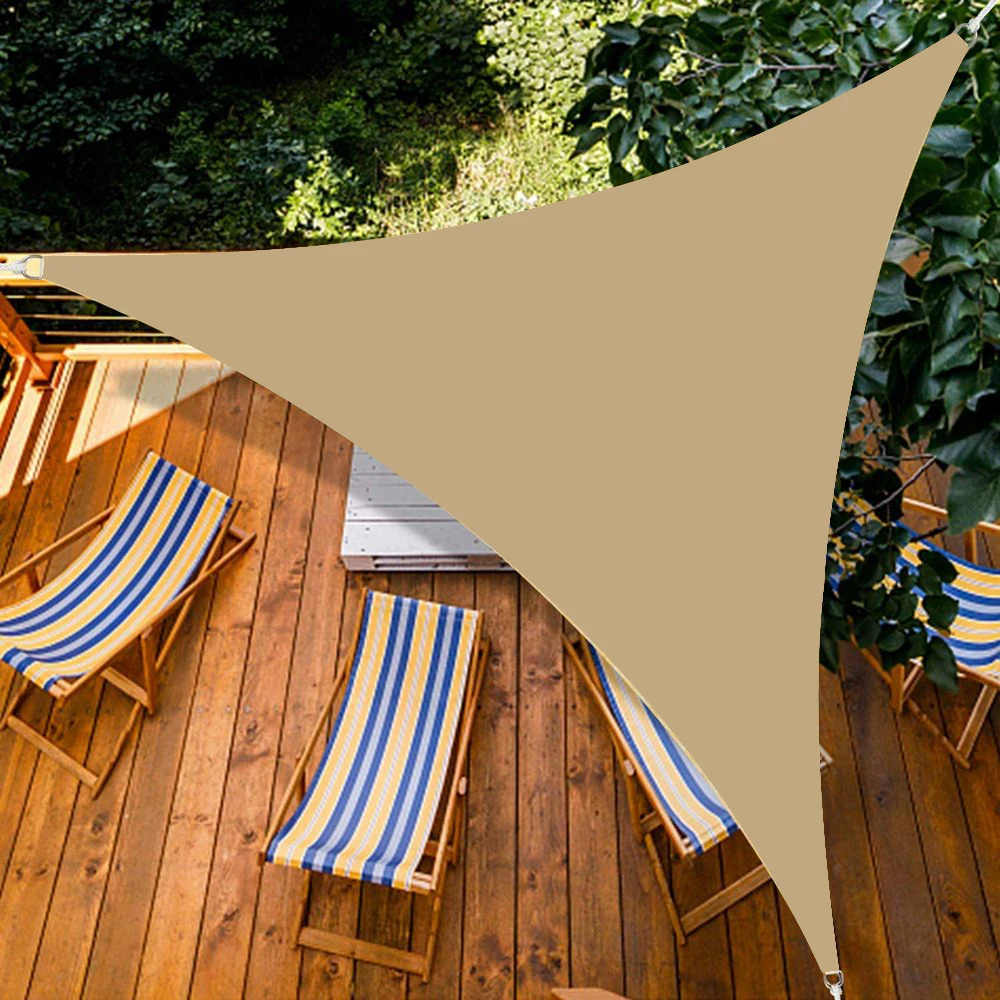 

Sun Shade Sail Triangle 12x12 UV Block Sun Shade Canopy Waterproof for Lawn Patio Backyard Carport Garden Outdoor Sand Yellow