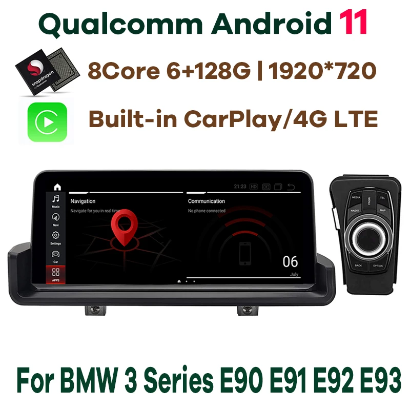 Автомобильный мультимедийный плеер Android 11 Qualcomm 6G 128G GPS радио стерео для BMW 3 серии