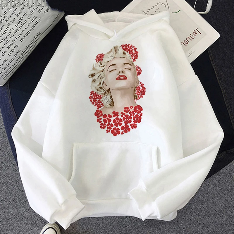 

Marilyn Monroe Casual Hoodie Sudaderas Harajuku Aesthetic White Tops Hoodies Women 2021 New Winter Fashion Y2k Koop Sweatshirt