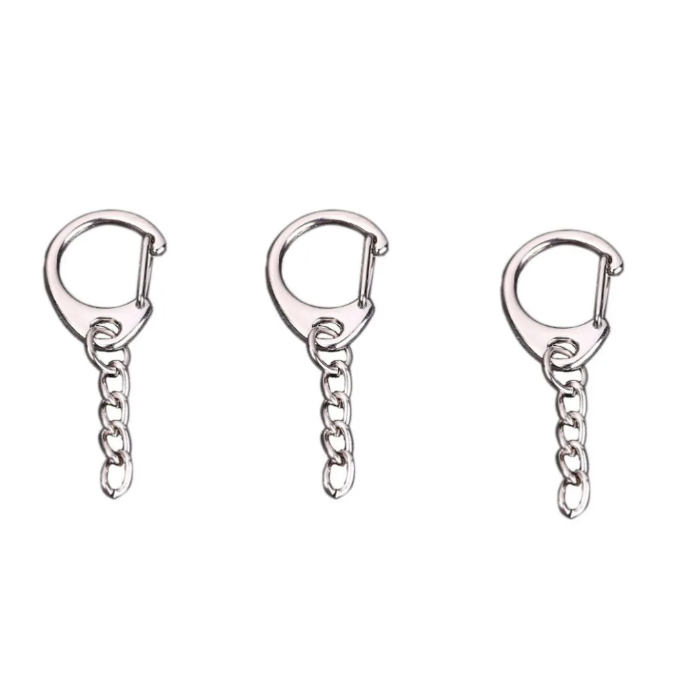 

100PCS Creative C-shape Keychains with Chain Practical Key Holder Key Ring Key Decoration Small Gift Hanging Ornaments (Silver)