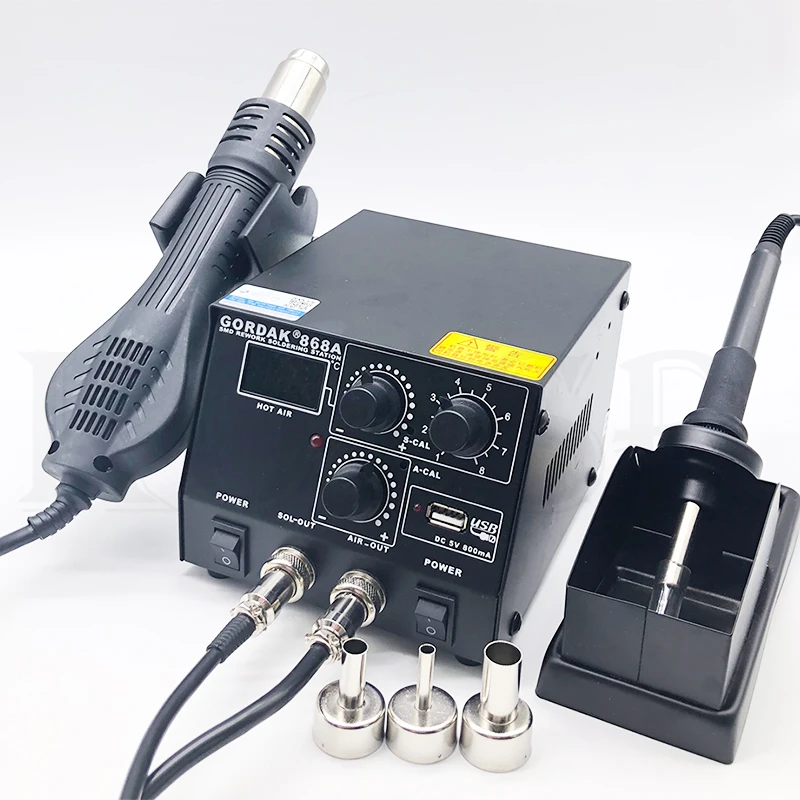 220V 500W паяльная станция GORDAK 868A 2 в 1 цифровой Дисплей Термовоздушная горячий воздух