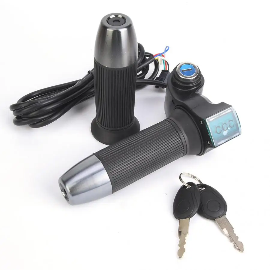 1 Pair E Bike Twist Throttle 5V-99V E-Bike Thumb Throttle LCD Display Digital Battery Voltage Power Switch for Electric Vehicle