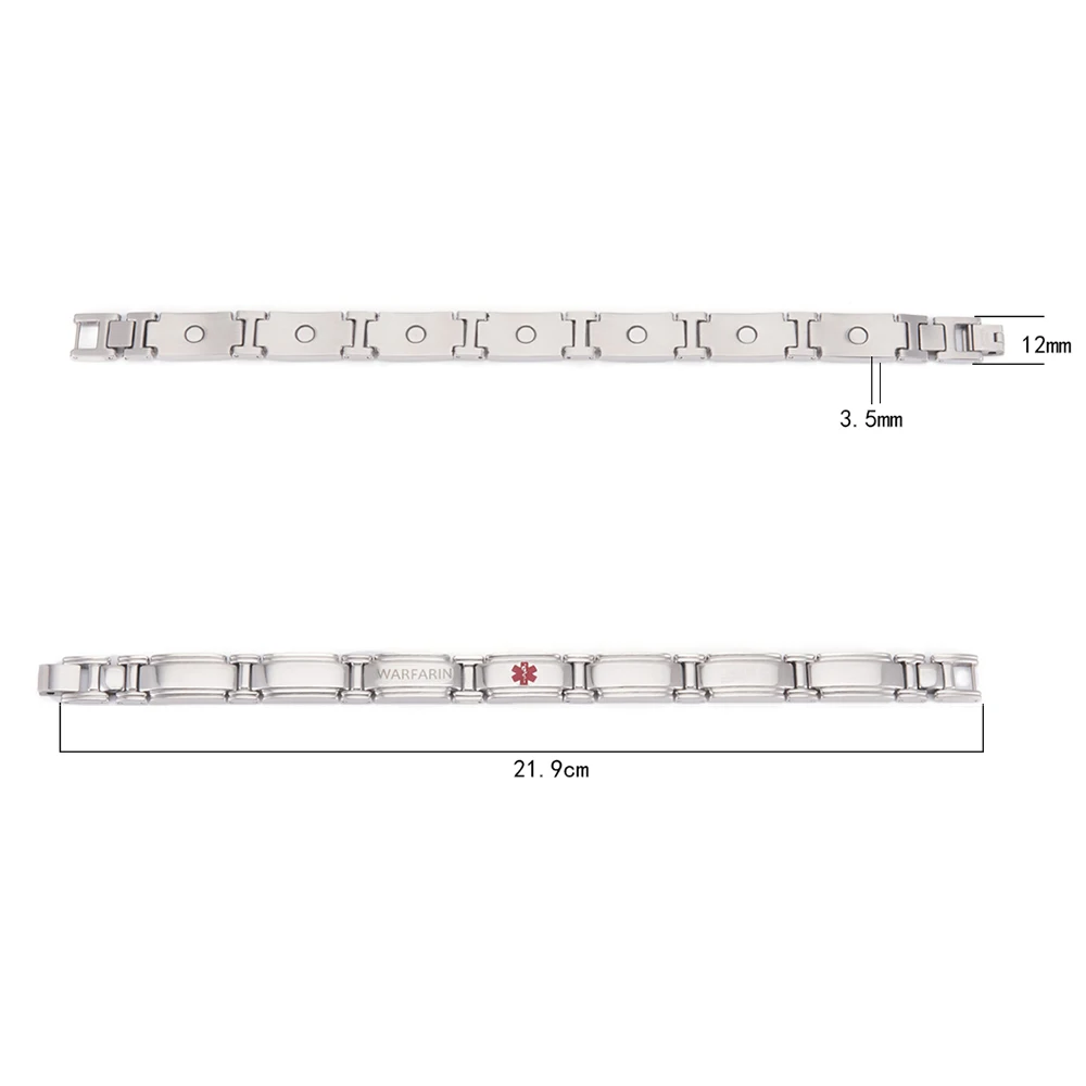 

Medical Alert ID Stainless Steel Bracelet Bangle for Women Men Silver Color