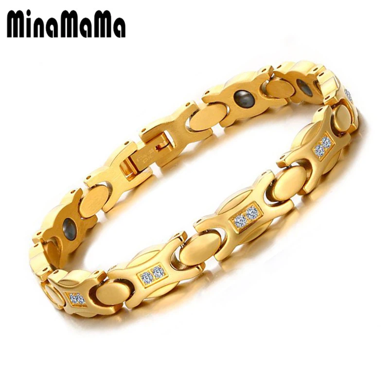 

Stainless Steel Crystal Hematite Healthy Energy Bracelet for Women Power Therapy Bracelets Health Care Jewelry