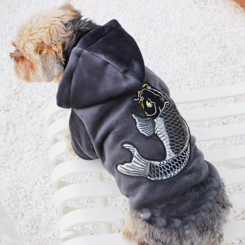 Теплая зимняя одежда для собак модная толстовка с капюшоном щенков наряд