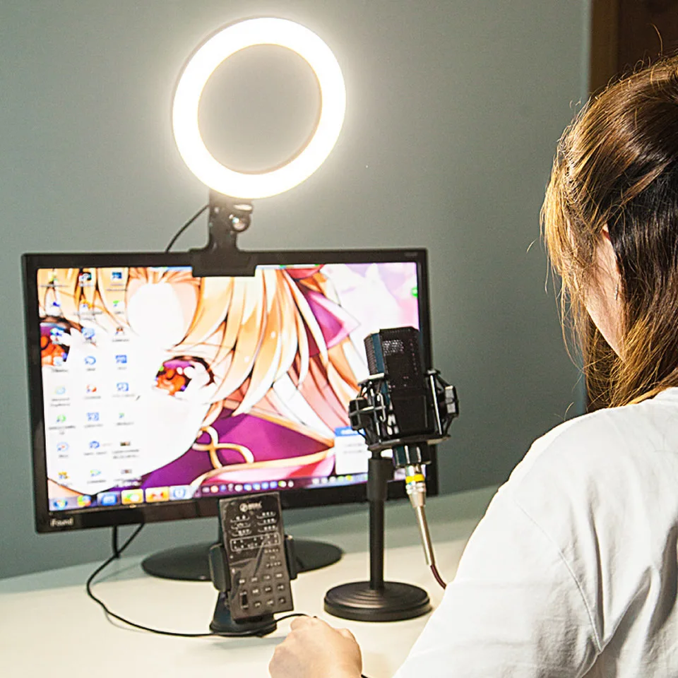 

26cm Protable Selfie Ring Light for Youtube Live Streaming Studio Video LED Dimmable Photography Lighting with USB Cable