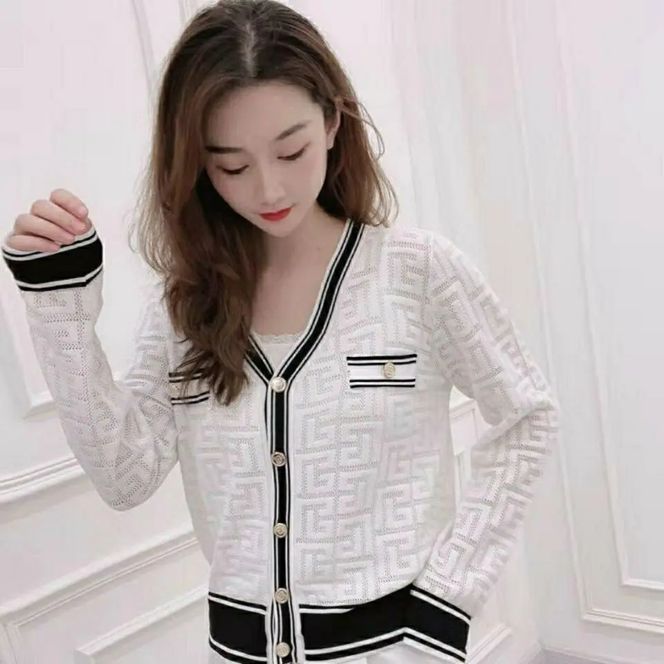 

2021 Early Autumn New Style Small Fragrance Long-Sleeved Sweater Women Loose Thin Western Style Sweater Coat