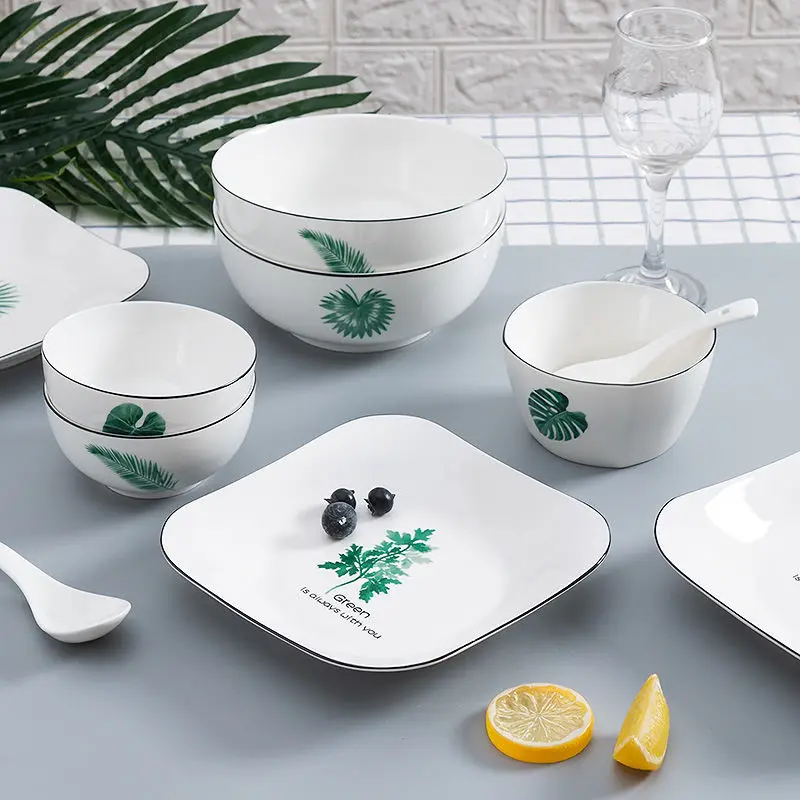 Домашняя керамическая квадратная столовая чаша милый мультяшный творческий