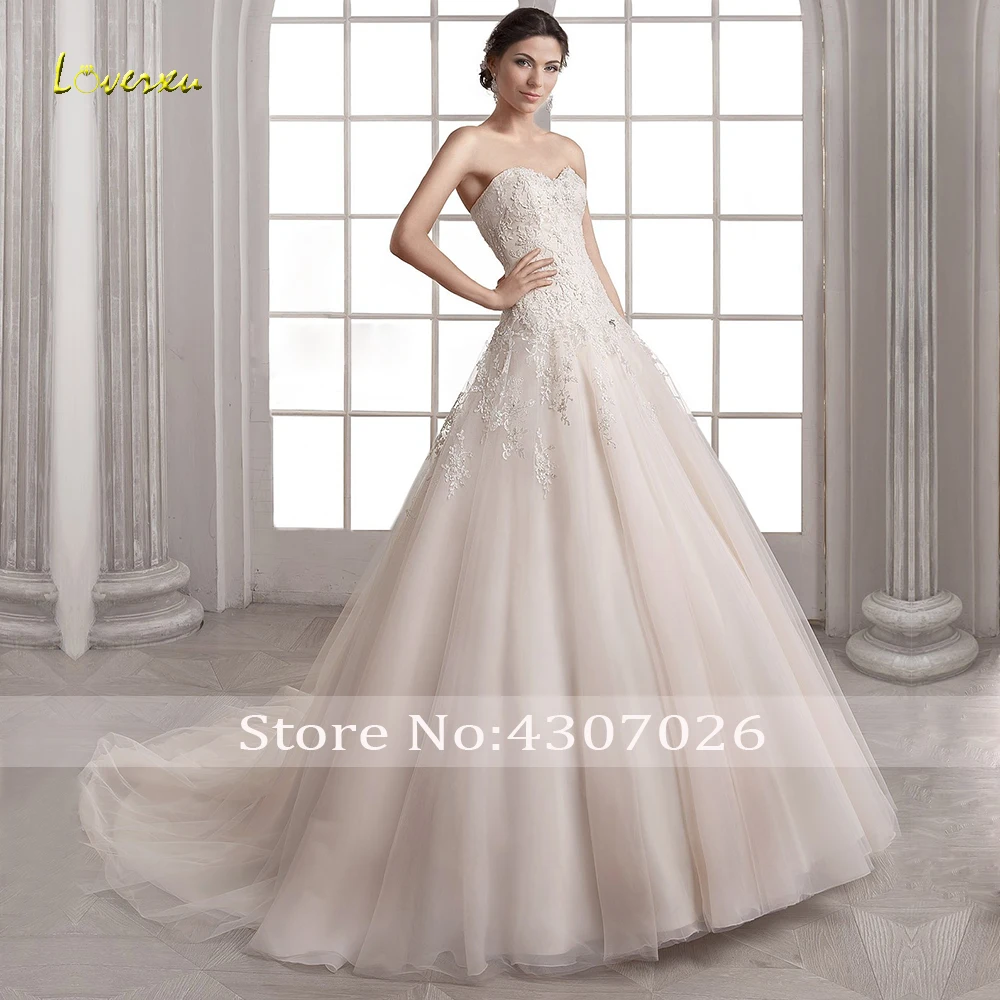 Loverxu милое ТРАПЕЦИЕВИДНОЕ кружевное свадебное платье с элегантной аппликацией