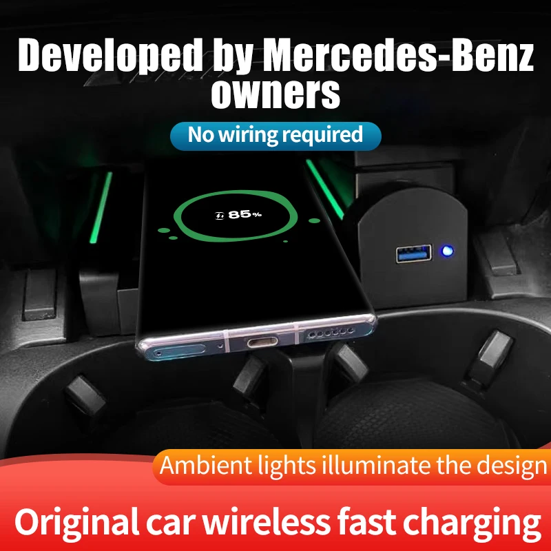 

Vtear QI Car Wireless Charger For Mercedes Benz Accessories C-Class GLC W205 C300 AMG C43 C63 Interior Modification 2016-2021