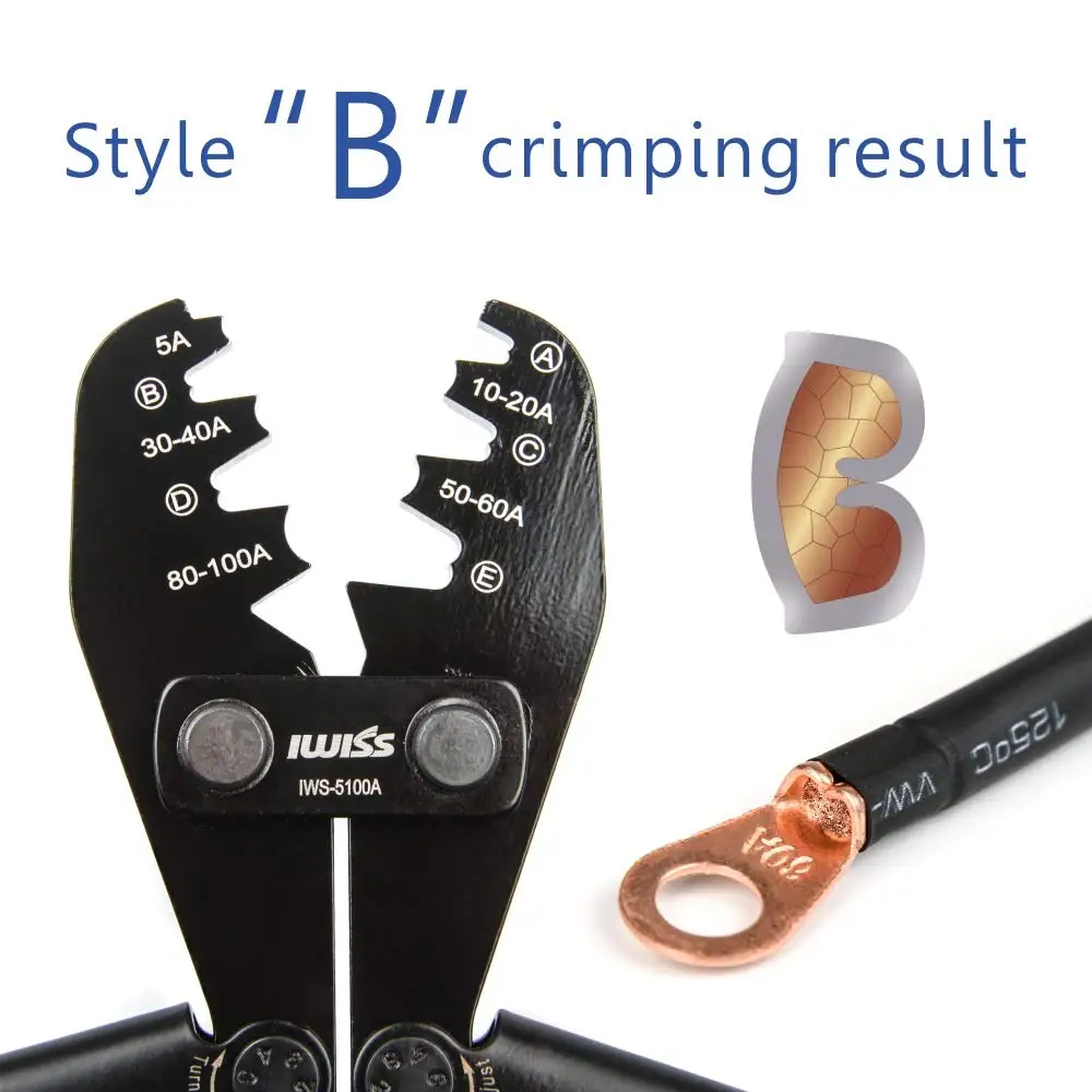 Copper nose crimper pliers 2.5-25mm² 13-3AWG Battery Lugs and Open Barrel Connectors Crimping Tools With cable cutting function |