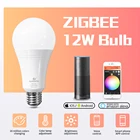 Светодиодсветодиодный лампа ZIGBEE 3,0 ZLL, 12 Вт, RGB + CCT, яркая светодиодная лампа rgb и двойная белая лампа E27 с регулятором яркости, светодиодная лампа RGBWRGBWW, работает с alexa