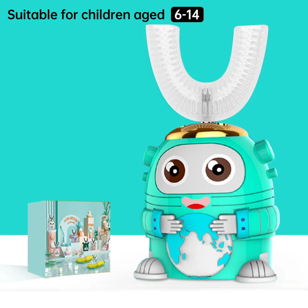 

360 Degrees Sonic Electric Toothbrush Kids Silicone Automatic Ultrasonic USB Charge Rechargeable Tooth Brush Cartoon Children