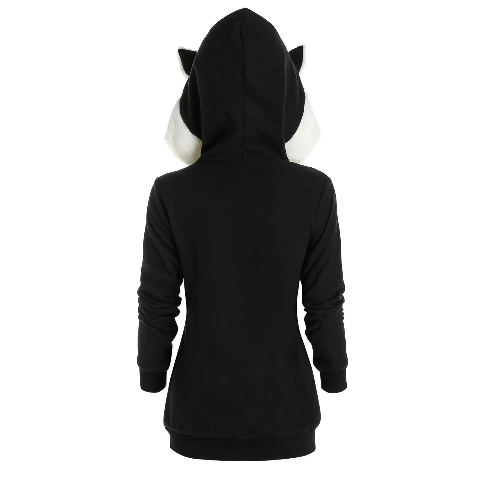 Unisex Long Sleeve Cosplay Cat Ear Faux Furs Insert Zip Up Hoodie Sweatshirt Streetwear Women Oversized Hoodies Moletom Feminino