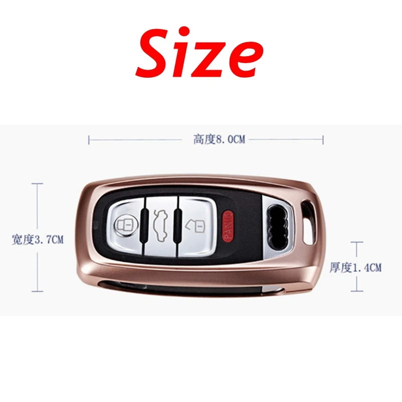 

1Pcs Aluminum Car Key Fob Case Cover Key Holder With Keychain For Audi A4 B8 Q5 A5 A6 A7 RS