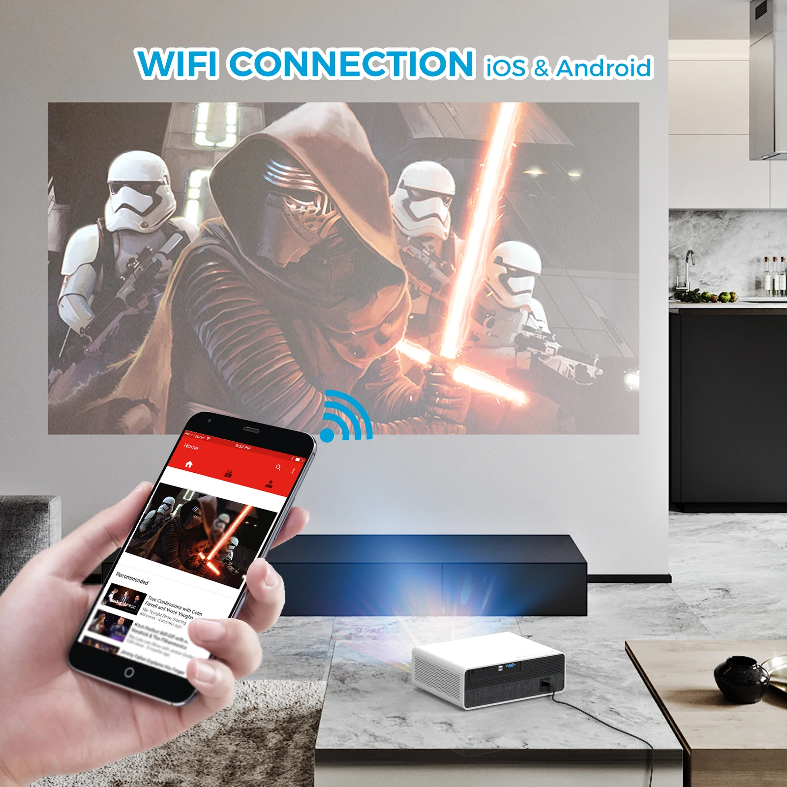 Светодиодный проектор XIDU Full HD 1080P для домашнего кинотеатра Android 300 Wi-Fi Bluetooth