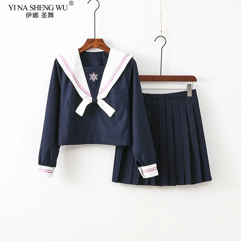 

Японская Корейская школьная форма для девочек, костюм моряка, JK, Униформа, топ, юбка, костюм, длинный рукав, аниме, косплей, ученик, темно-синий цвет