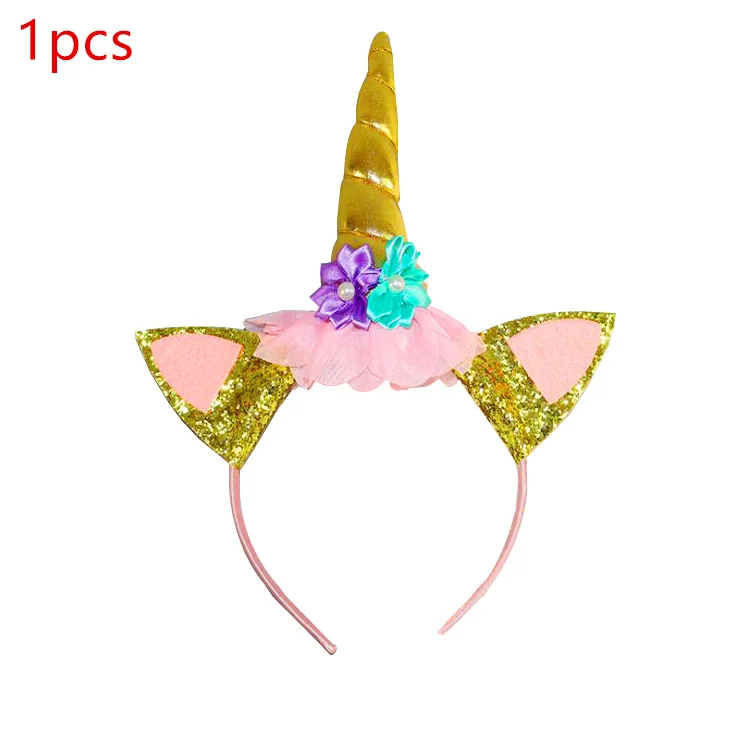 Headband 1pcs 1 шт. Розовый Единорог мультфильм бумажная Складная пиньята вечерние игрушки игры бинго Девочка Дети День рождения/фестиваль украшения сувениры 49*27 см - Цвет: Headband 1pcs