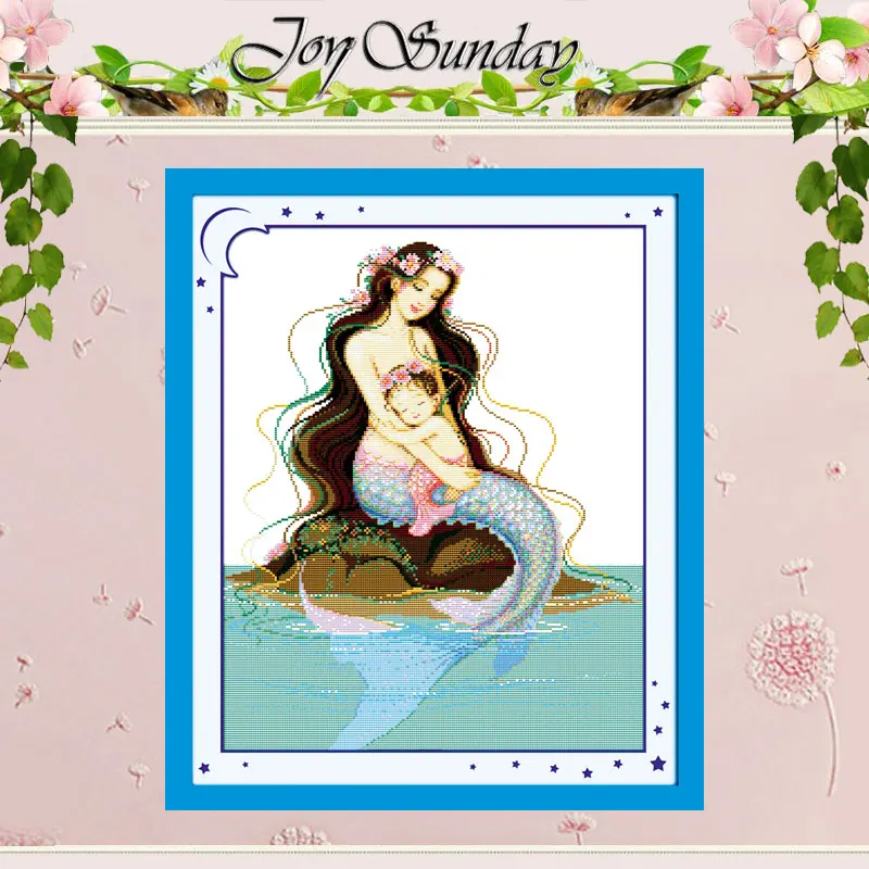 Набор для вышивки крестиком Русалочка и Малышка 11 14CT|counted cross stitch|cross stitchcross stitch set |