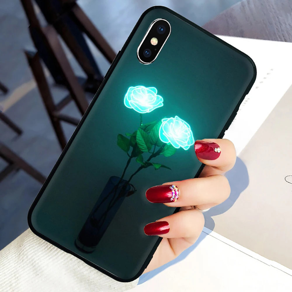 Светящийся в темноте красивый силиконовый чехол для телефона iphone 5 5S SE 2020 6 6S 7 8 plus X