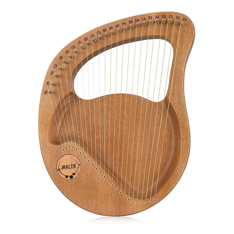 24 String Lyre Harp,Greek Violin,Handheld Harp Musical Instrument with Tuning Wrench,for Music Lovers Beginners,Etc