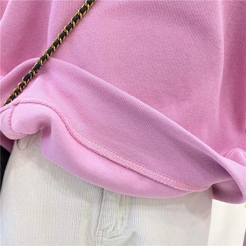 

Women Ultra Soft Basic Pullover Sweatshirt High Quality 2021 Spring Solid Letter Embroidery Cotton Jumper Coats for Students