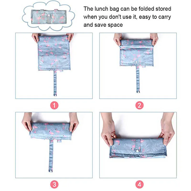 

WALFOS Pattern Lunch Bags For Women Kids Picnic Beach School Flamingo Portable Lunch Bag Tote Handbag Food Container Kitchen Bag