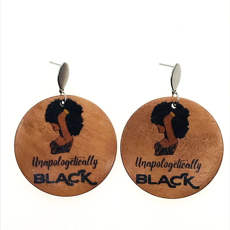 Модные Винтажные окрашенные деревянные серьги для девушек женские массивные