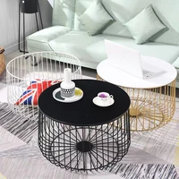 nordic coffee table black tempered glass round living room creative luxury rose golden iron side table small large size