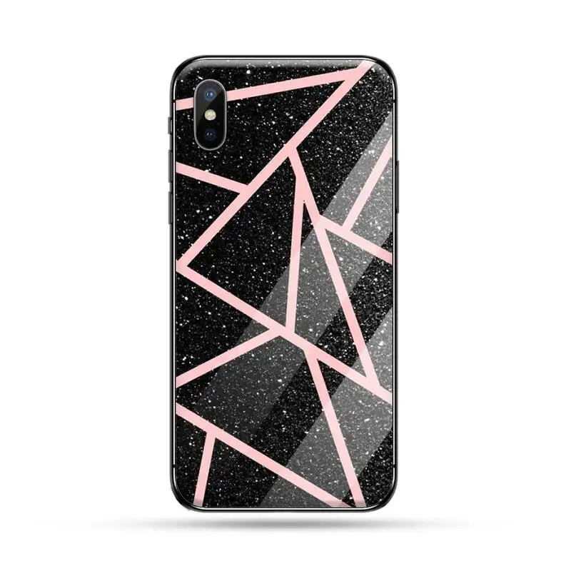 

PINK Marble fashion Texture pattern Anti-fall mobile Phone Case Tempered glass For iphone 5C 6 6S 7 8 plus X XS XR 11 PRO MAX