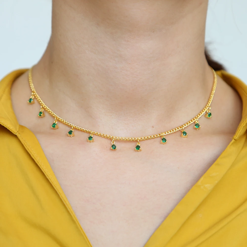 Женская цепочка в стиле хип-хоп 35 + 10 см с кубическим цирконием сверкающая