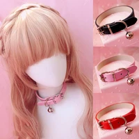 sweet pu leather small bell choker necklace punk style female torques women gothic club cross jewelry necklace 3 color nightclub