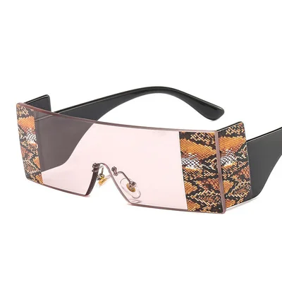

European and American popular conjoined frameless snakeskin sunglasses for men and women