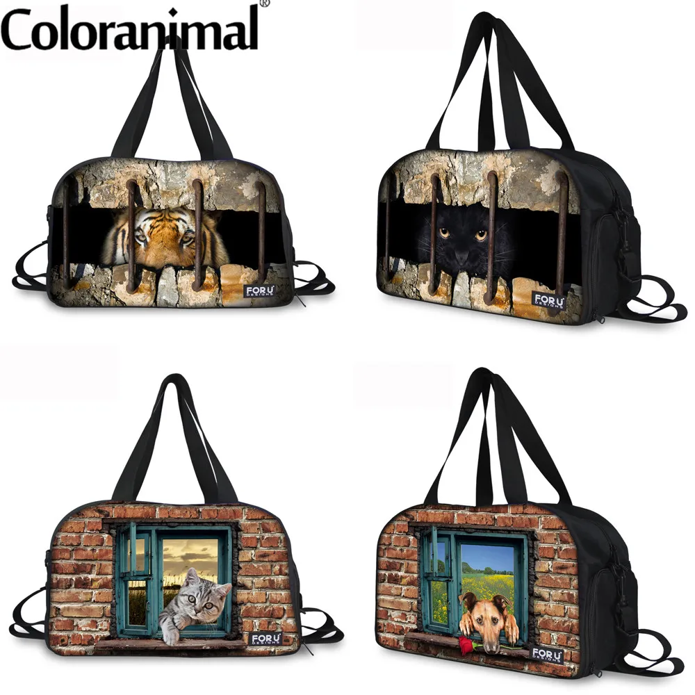 Coloranimal перила без рукавов с принтом кошки Для женщин Дорожная сумка тоут окна