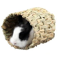 pet hamster chew toy creative handmade grass woven tunnel toy for rabbit squirrel rat guinea pig funny small animal hideaway toy