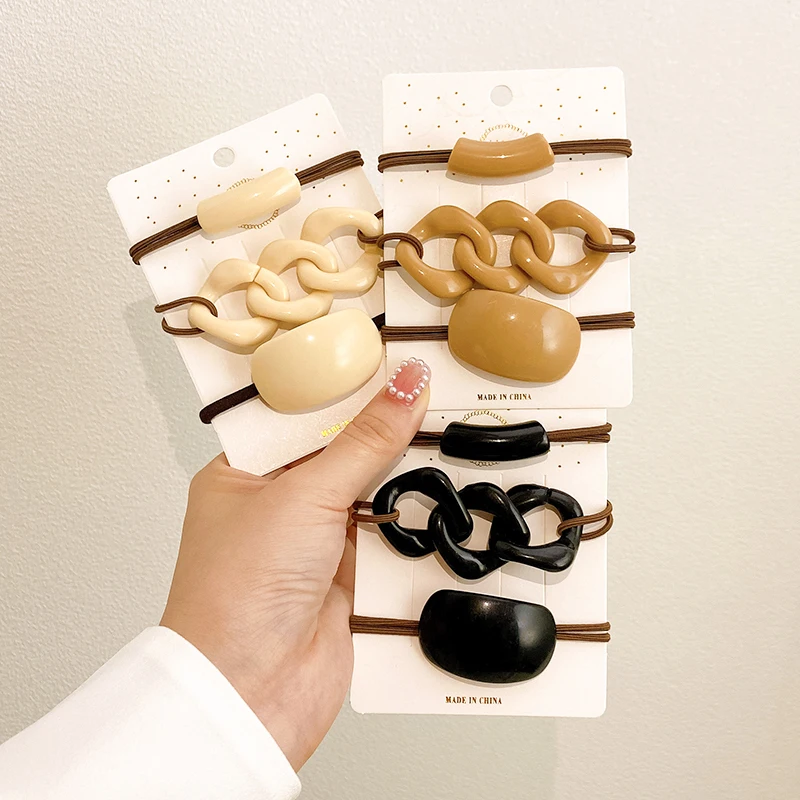 

3Pcs/Set Fashion Chain Hair Rope Hair Scrunchies Ponytail Holder Hair Band Headband Hair Tie for Women Hair Accessories
