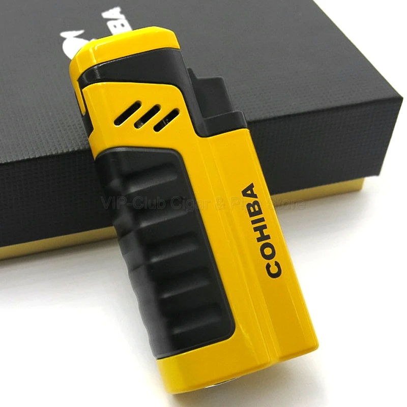 Cohiba Металл 4 фонарь Jet пламя сигарета зажигалка многоразового использования с удар гаджет открытый инструмент для курения портативный