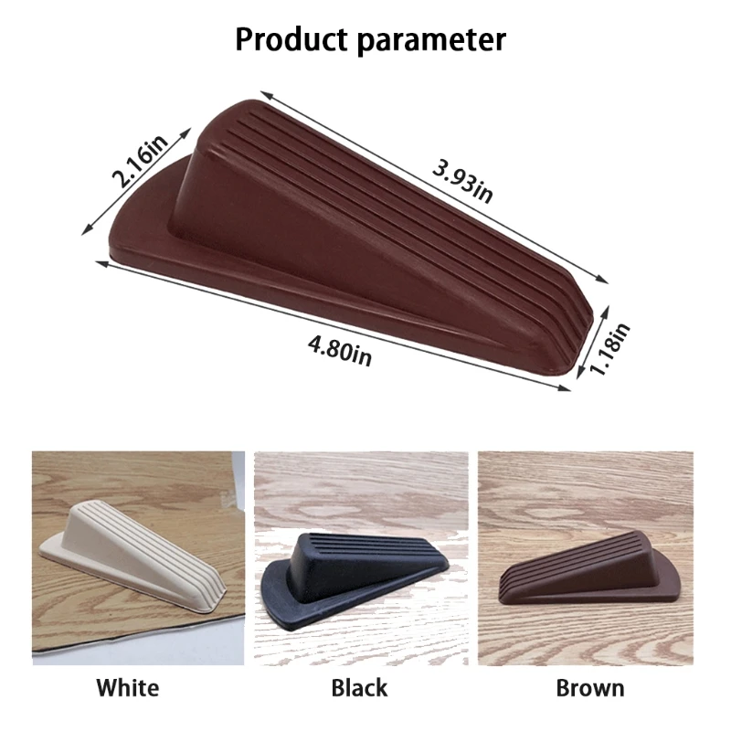 

E7CC 3 Pack Heavy Duty Rubber Door Stopper Wedge Sturdy and Stackable Door Wedge