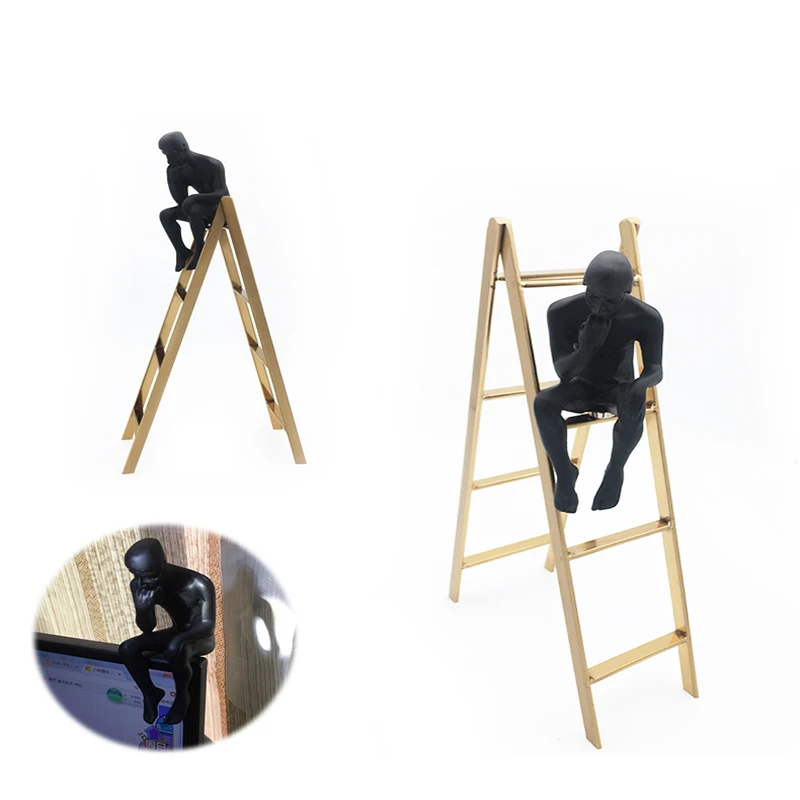 

Auguste Rodin Thinker Beautiful Sculptor On The Stairs Window Display Classic Shelf Decoration Of Black Metal Man Home