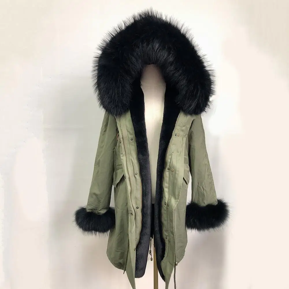 Зимняя женская парка из меха енота длинная куртка с капюшоном и воротником