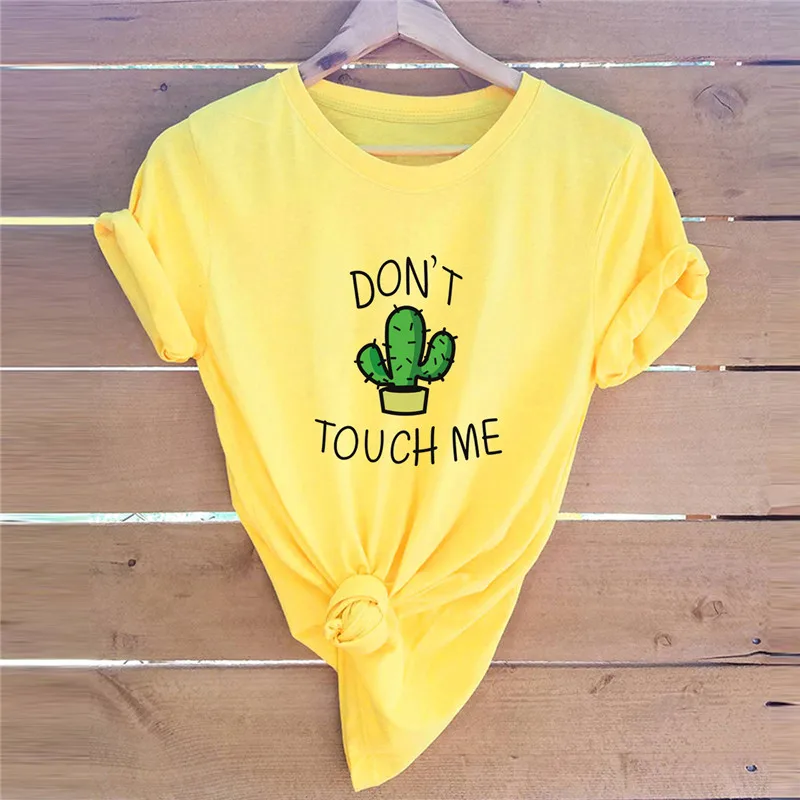 Размера плюс S 5XL Новый кактус печати Футболка для женщин футболки 100% хлопковая